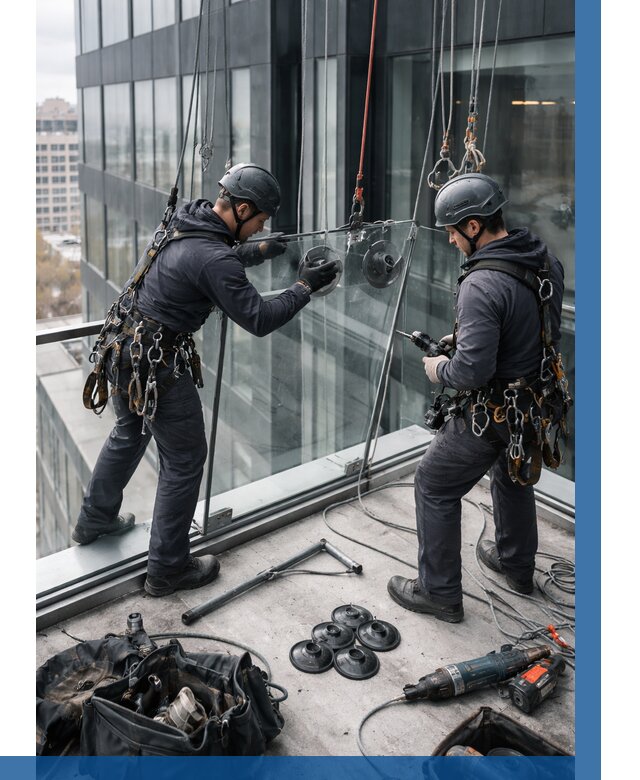 Монтаж стеклянных ограждений в Новоуральске от 2552 р. | ВЫСОТНИК-Нву