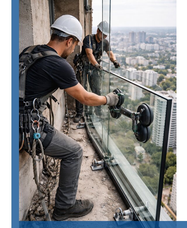 Монтаж стеклянных ограждений под ключ с гарантией в Новоуральске