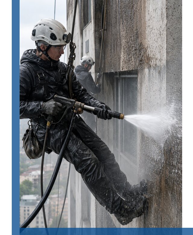 Гидроструйная очистка фасадов и конструкций в Новоуральске