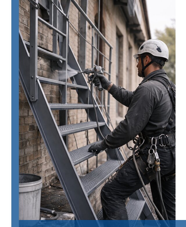 Покраска и антикоррозионная защита пожарных лестниц в Новоуральске