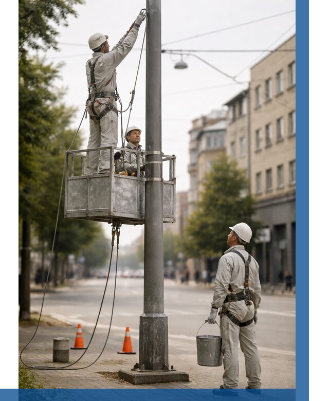 Покраска опор освещения в Новоуральске от 5104 р. | ВЫСОТНИК-Нву