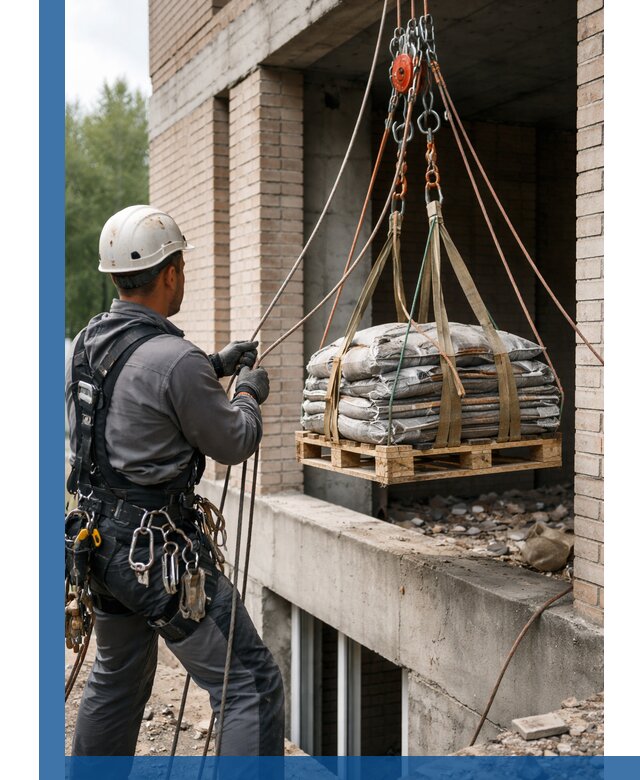 Подъем материалов на этаж веревками в Новоуральске оперативно