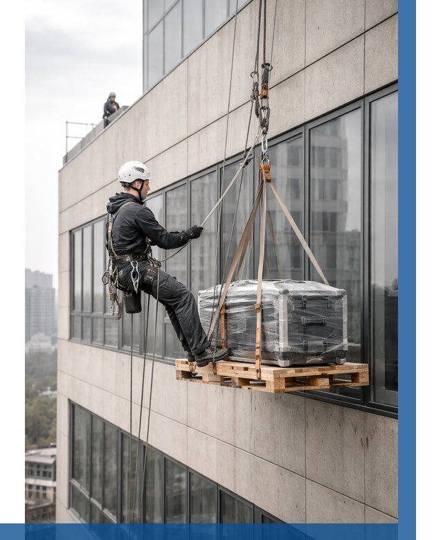 Спуск груза по фасаду в Новоуральске от 3573 р. | ВЫСОТНИК-Нву