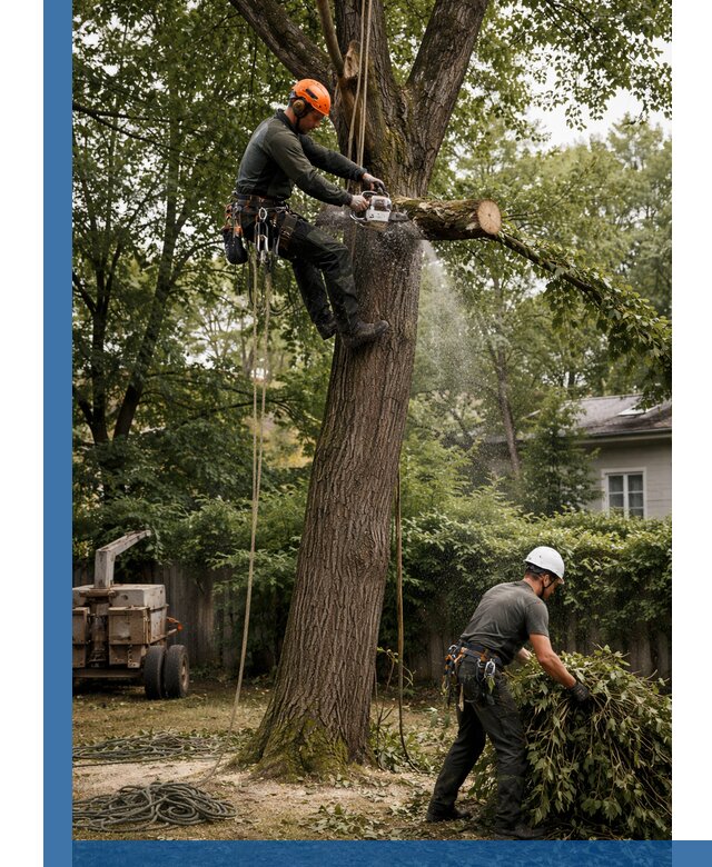 Кронирование деревьев в Новоуральске, безопасная высотная обрезка