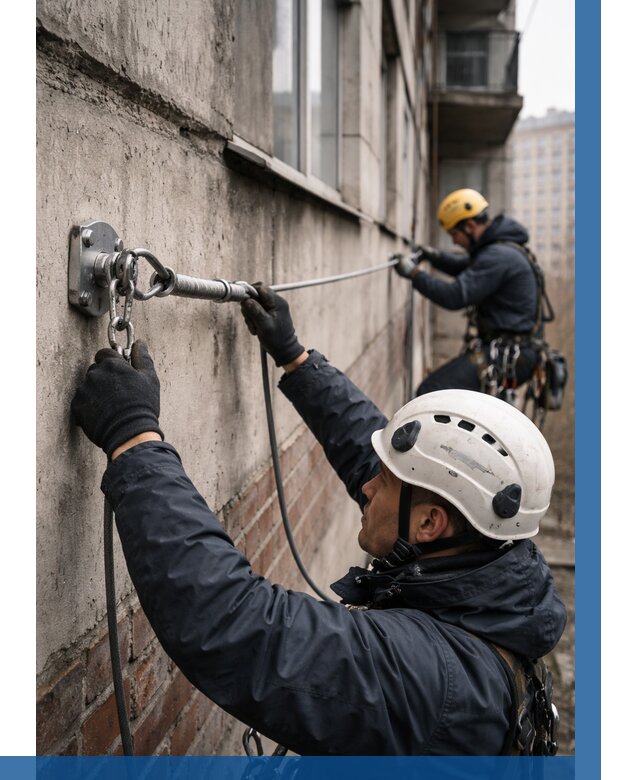 Монтаж анкерных линий в Новоуральске от 3062 р. | ВЫСОТНИК-Нву